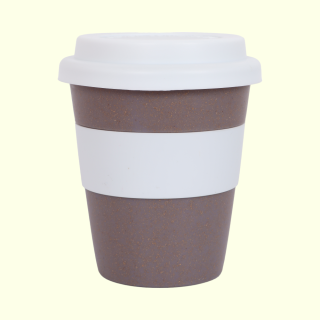 I-Bamboo Mug-Brown with White- 350ml