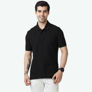 Marks & Spencer Polo T-shirt Plain- Black