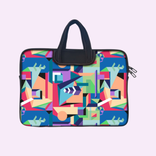 Skin Mantra Geometric Shapes Laptop Sleeve - Black- 15.6Inch
