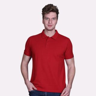 Indian Terrain Jacquard Collar Solid T-Shirt-Red