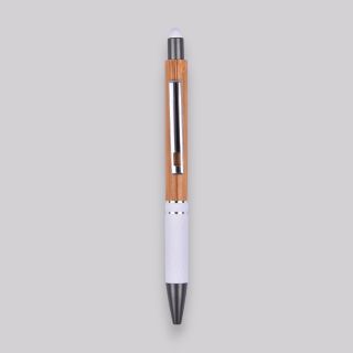 Bamboo Pen Stylus Metal Pen- White