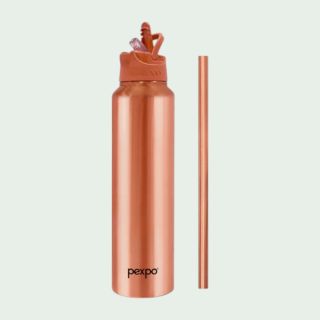 Pexpo Cooper SS Water Bottle (with Copper Straw)- 1000ml