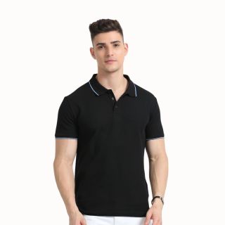Skechers Polo with Tipping T-shirt- Black with White & Royal Blue