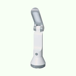 Rechargeable Torch With Folding Lamp- Black