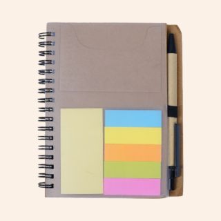 Eco friendly Sticky Pad Notebook With Clear Cover- Natural Brown- 140 Pages