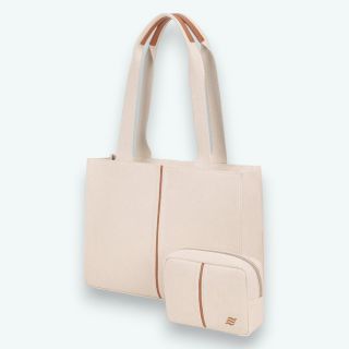 Assembly Iris Tote Bag and Pouch-13L-Beige