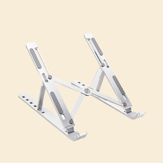  Folding Metal Laptop Stand With 7 Angle Adjustment- Silver