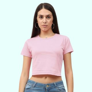Scott Cotton Crop Top T-shirt-Pink