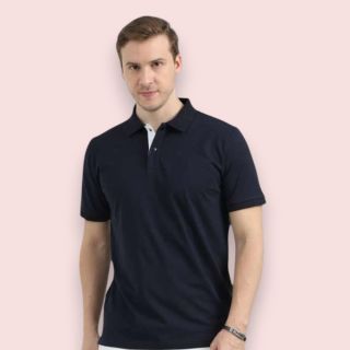 Reebok Polo T-Shirt - Lycra  93% Cotton 7% Spx-Navy Blue