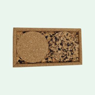 Half Tray Coaster Set of 2 - Natural Brown