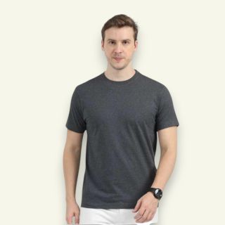 Reebok Round Neck T-Shirt - Lycra  93% Cotton 7% Spx-Dark Grey
