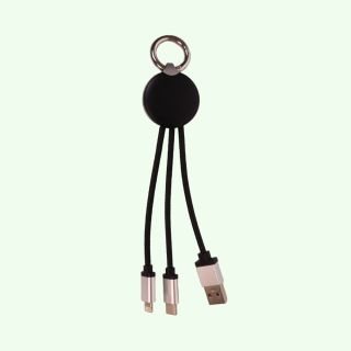 Clip-On Charging Cable With Double Side Light Up Logo- Black