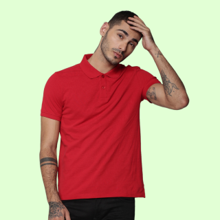 Jack&Jones Plain Polo T-Shirt- Red