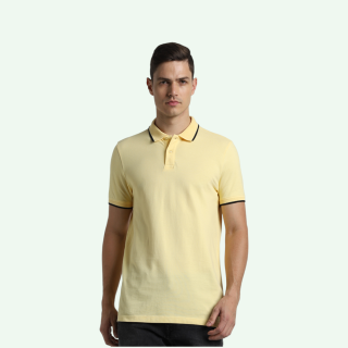 Jack&Jones Jacquard Tipping Polo T-Shirt-Yellow with Black