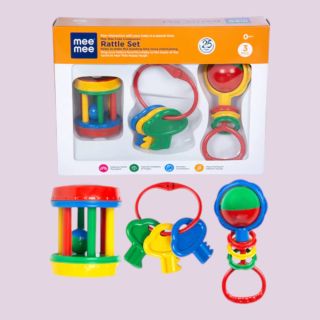 Mee Mee Baby Rattle Gift Set (3 Pieces) | 100% Safe Baby Rattles