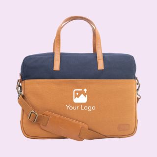 Oliver Laptop Sling Bag- Khakhi With Navy Blue-7.2L