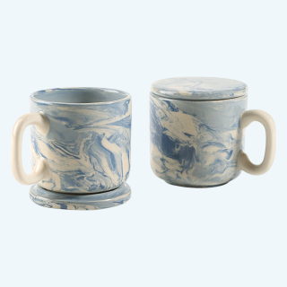 The Earth Ceramic Mug Set Of Two-150ml-Blue