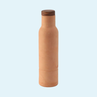 Terracotta Bottle With Wooden lid-730ml-Natural Brown