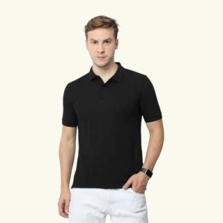 Van Heusen Poly Cotton T shirt- Black