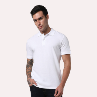 STL-Structured Polo T-shirt-White